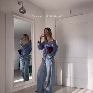 Lumina Italian High Waist , Wide Leg Italian Designer Jeans Size small 26 NWT